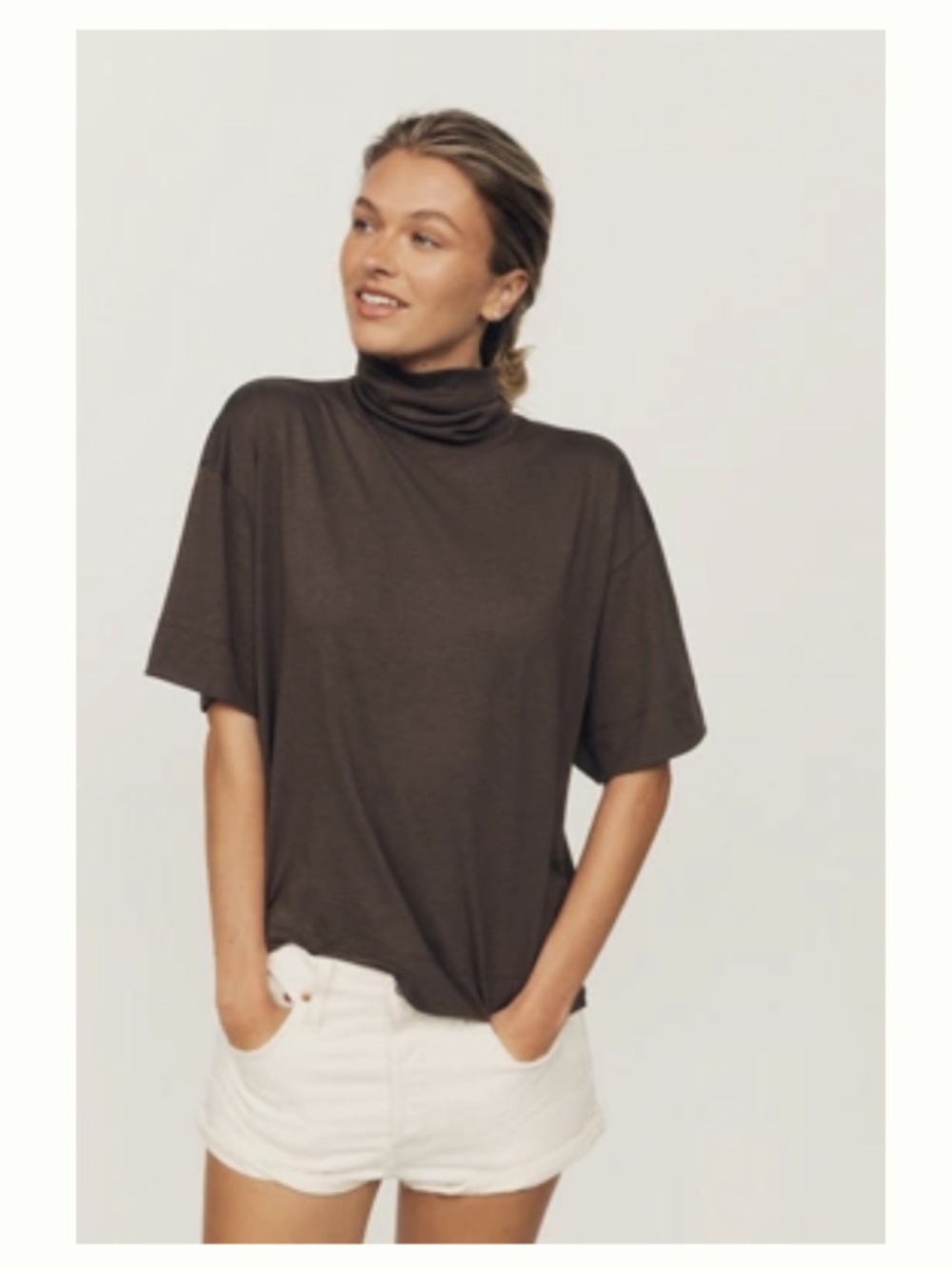 Anthropologie Short-Sleeve Mock Neck Top